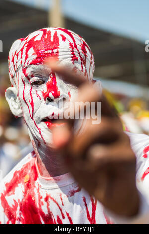 The battle of flowers is an event that takes place on Saturday of Carnival. It is a parade of floats, comparsas, cumbiambas, folk groups of dance and  Stock Photo