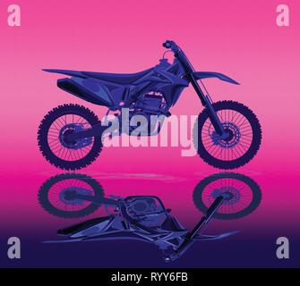 Sport motorcycle motocross technical drawing. Vector illustration. Stock Vector