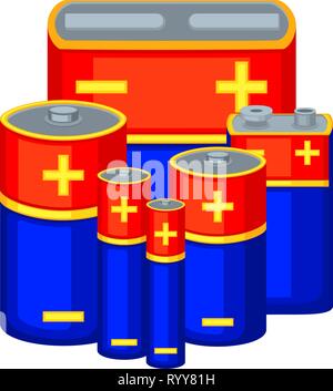 Colorful cartoon battery set Stock Vector