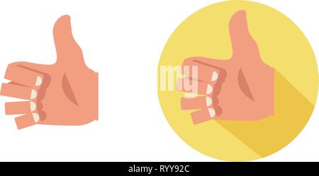 Flat real hand thumb up like sign on white background vector illustration.Like signs isolated, good sign Stock Vector