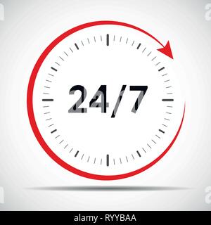 open 24 hours 7 days a week icon vector illustration EPS10 Stock Vector