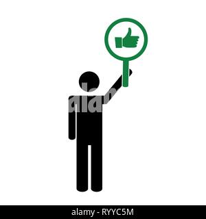 person with thumb up sign pictogram vector illustration EPS10 Stock Vector