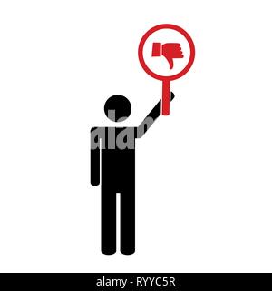 person with thumb down sign pictogram vector illustration EPS10 Stock Vector