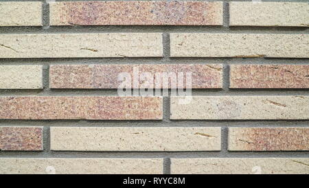 Long thin strips of bricks on the wall one of the many seen brick walls inside a showcasing room Stock Photo