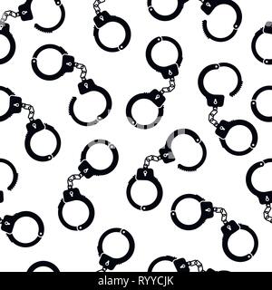 Handcuffs pattern repeat seamless in black color. Vector illustration. Stock Vector
