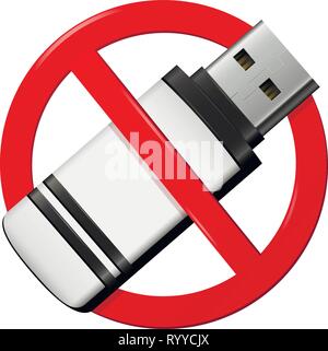 No USB pen drive sign isolated on white background. Vector illustration. Stock Vector