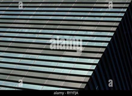 Bucharest, Romania -  October 17, 2018: Windows of tall building, in Bucharest, Romania. Stock Photo