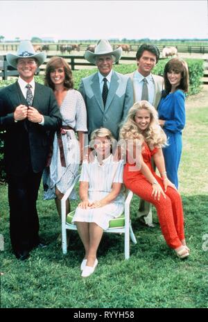 LARRY HAGMAN, LINDA GRAY, HOWARD KEEL, BARBARA BEL GEDDES, KEITH DUFFY, CHARLENE TILTON,VICTORIA PRINCIPAL, DALLAS, 1978 Stock Photo