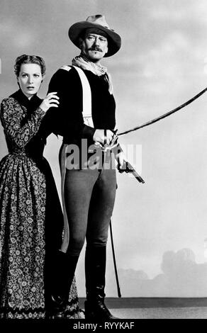 MAUREEN O'HARA, JOHN WAYNE, RIO GRANDE, 1950 Stock Photo