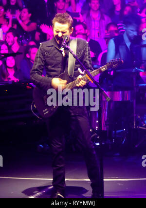 LOS ANGELES, CA - DECEMBER 19: Singer/musician Matt Bellamy of Muse performs in concert on December 19, 2015 on the Drones World Tour at Staples Center in Los Angeles, California. Photo by Barry King/Alamy Stock Photo Stock Photo
