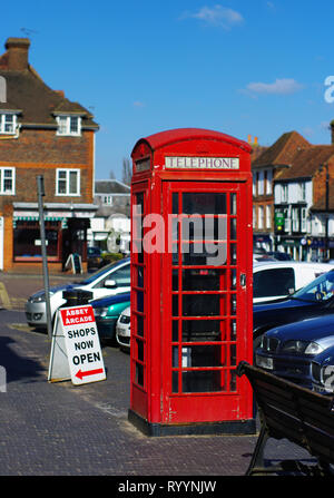A red phone box in kent england Stock Photo