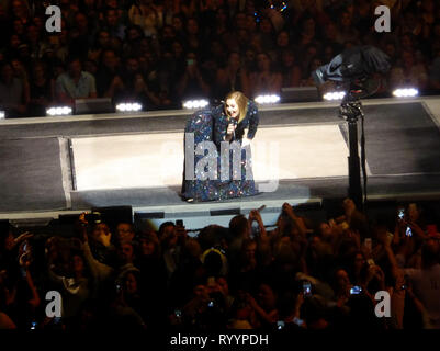 LOS ANGELES, CA - AUGUST 12: Singer Adele performs in concert on August 12, 2016 on Adele Live 2016/2017 Tour at Staples Center in Los Angeles, California. Photo by Barry King/Alamy Stock Photo Stock Photo