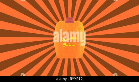 cubic orange on the retro sunburst background Stock Photo