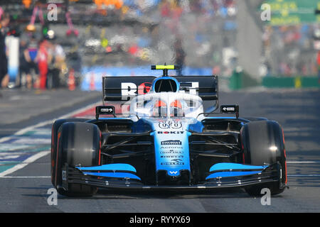 Albert Park, Melbourne, Australia. 16th Mar, 2019. Robert Kubica (POL) #88 from the Williams Racing team leaves the pit to start the qualification session at the 2019 Australian Formula One Grand Prix at Albert Park, Melbourne, Australia. Sydney Low/Cal Sport Media/Alamy Live News Stock Photo