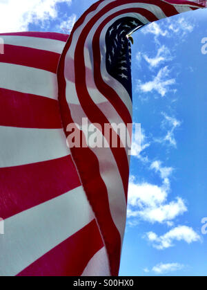American flag in a summer breeze. Stock Photo