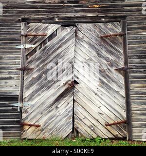 Old gray barn door Stock Photo