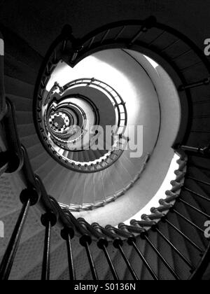 Spiral staircase, looking down. Stock Photo