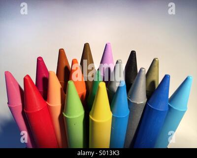Group of crayons standing Stock Photo