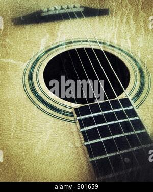 Acoustic guitar close up Stock Photo