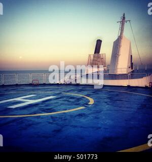 A Helipad on board one of the Brittany Ferries sailing between Caen in France and Portsmouth Harbour in England. Stock Photo