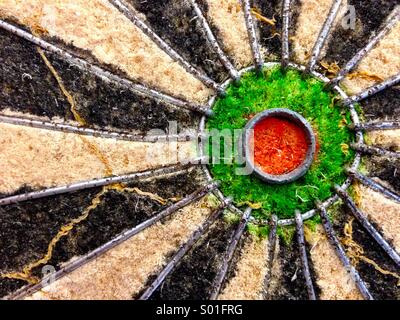 Close-up of pub dart board bullseye Stock Photo