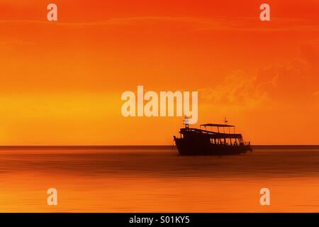 Koh tao sunset and boat Stock Photo