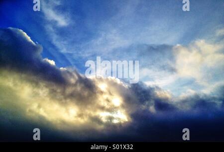 Sunset sky background with clouds and sun, photo image wallpaper Stock ...