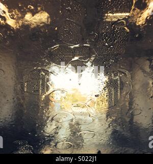 Going through the car wash - water on the windscreen Stock Photo