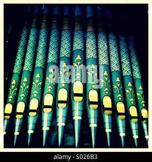 Organ pipes in church Stock Photo