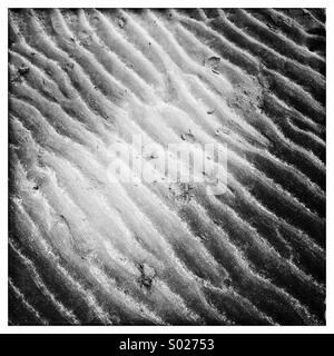 Sand ripples on beach (black & white) Stock Photo