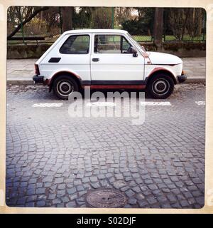 A Fiat 126 'Maluch' is seen parked in Bydgoszcz, Poland. Stock Photo