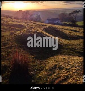 Brecon Beacons looking towards Carreg Cennen Castle. Stock Photo