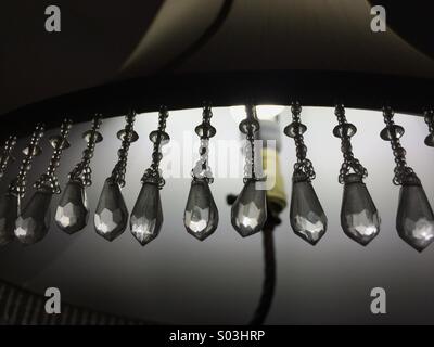 Crystal Beads Dangling from Lampshade Stock Photo