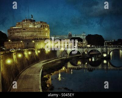 Rome, Italy. Castel Sant' Angelo and the river Tiber. Stock Photo