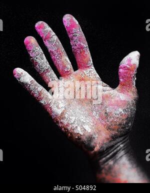 Colorful and dirty hand Stock Photo