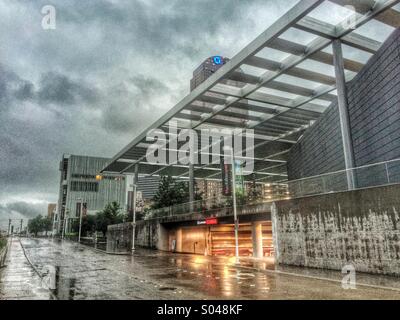 The Winspear Opera House and portico, part of the AT&T Performing Arts Center in Dallas, Texas. Stock Photo