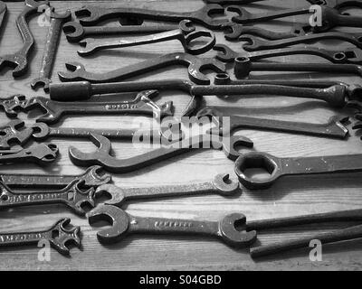 Collection of vintage spanners Stock Photo