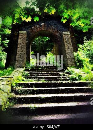 Steps to folly in Lever Park, Rivington Stock Photo