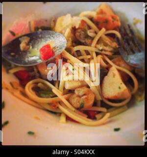 Sea food pasta. Frutti di mare Stock Photo