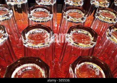 Bar glasses bottoms up Stock Photo