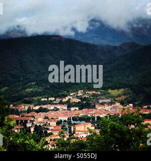 Looking down over Quillan, France Stock Photo