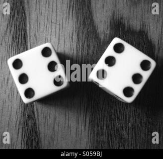 Two dice with double six showing Stock Photo