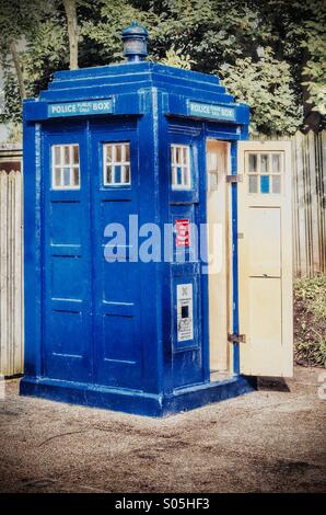 Red police telephone box Tardis style Sauchihall street Glasgow Stock ...