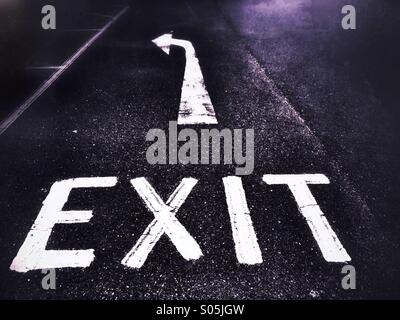Exit sign on road Stock Photo