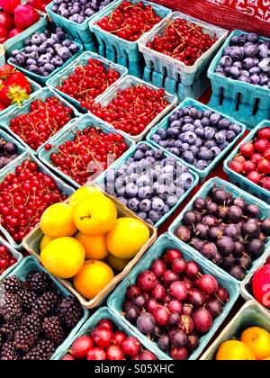 Summer fruit at farmers market Stock Photo