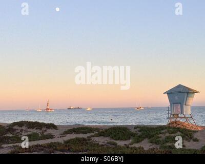 Lifeguard Tower at sunset East Beach Santa Barbara, California USA Stock Photo