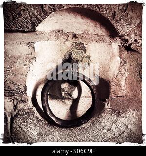 An iron shackle in a medieval dungeon, Lincoln Castle, UK Stock Photo