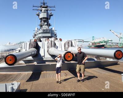 Guns of Battleship USS Iowa. Stock Photo