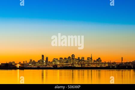 San Francisco skyline. Colorful sunset. Stock Photo