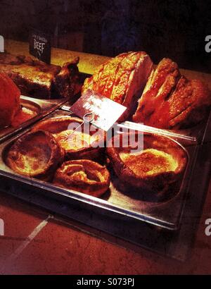 Yorkshire puddings in a shop window York North Yorkshire England UK Stock Photo